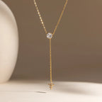 Waterproof Dainty Lariat CZ Y-Necklace