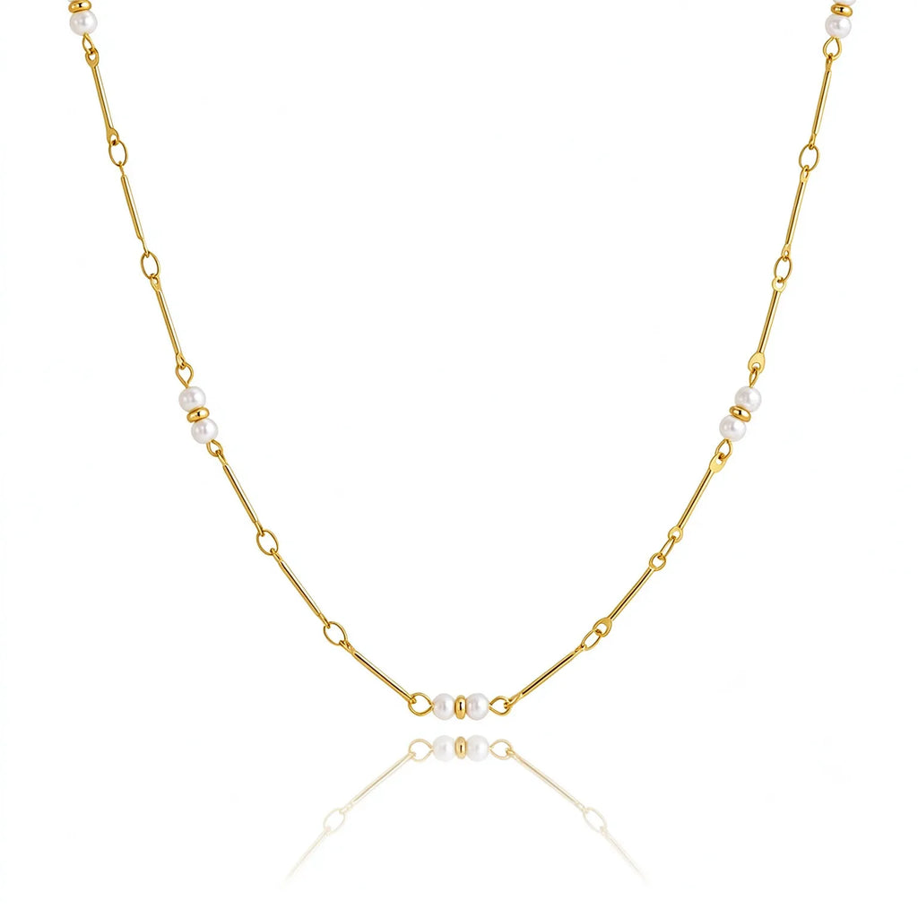 Waterproof Gold Pearl Layering Necklace