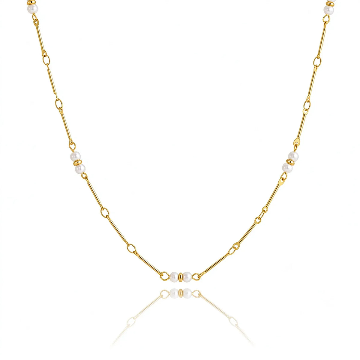 Waterproof Gold Pearl Layering Necklace