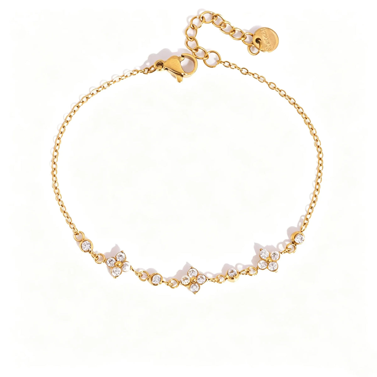 Waterproof CZ Clover Flower Bracelet