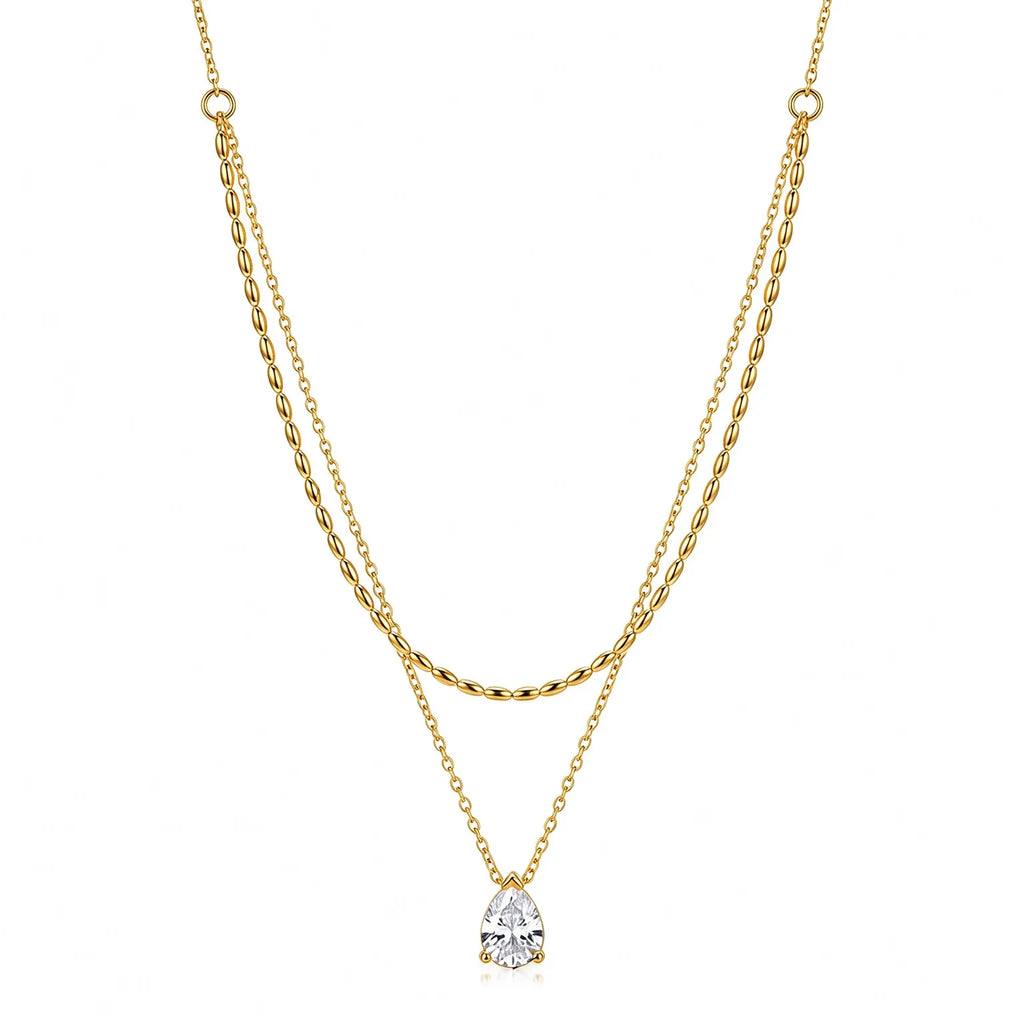 Waterproof Gold CZ Pendant Necklace