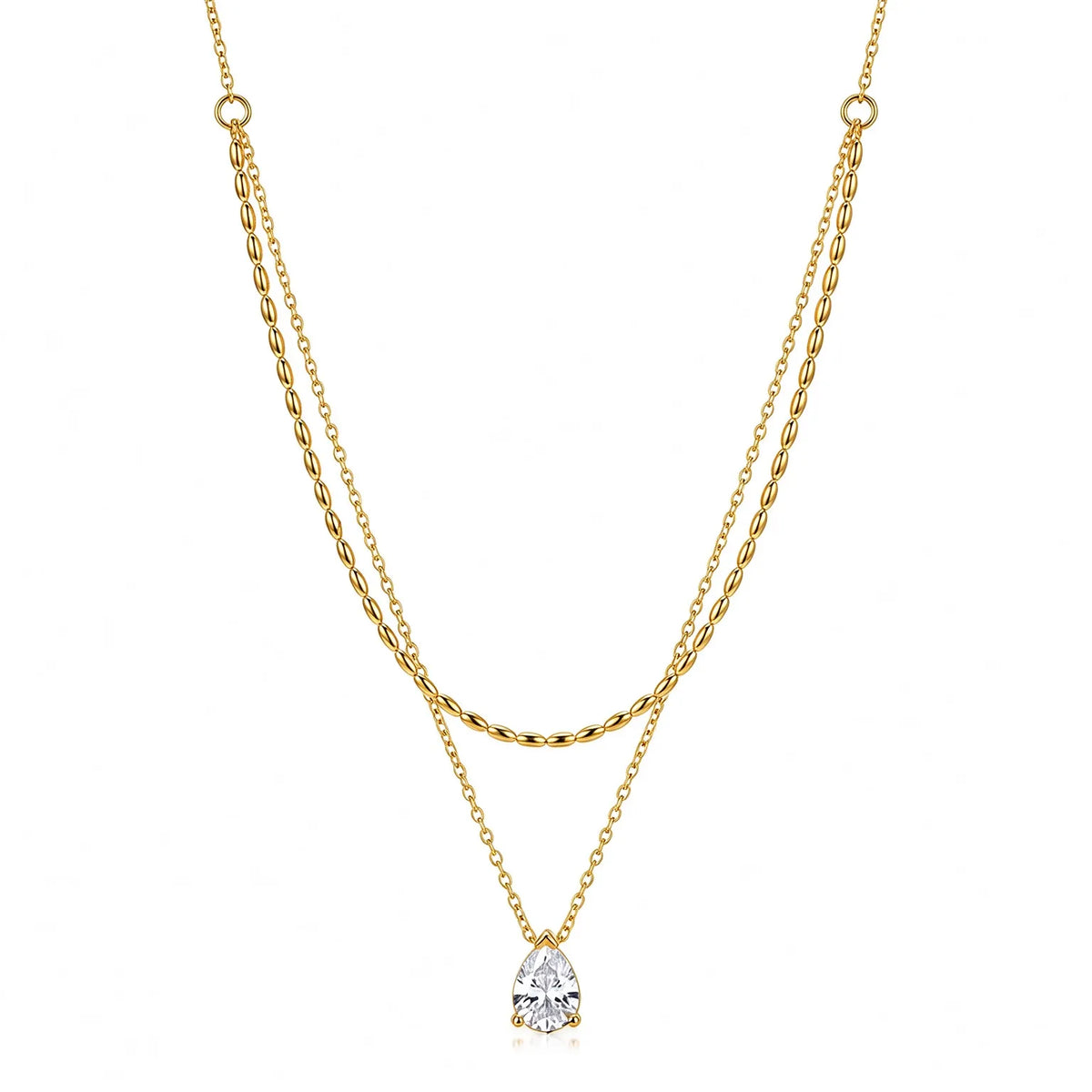 Waterproof Gold CZ Pendant Necklace