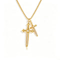 Waterproof Cross Pave CZ Pendant Necklace