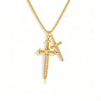 Waterproof Cross Pave CZ Pendant Necklace