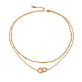 Double Layer Interlocking Ring Necklace – Waterproof 18K Gold
