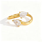 Waterproof Liquid Gold CZ Open Rings