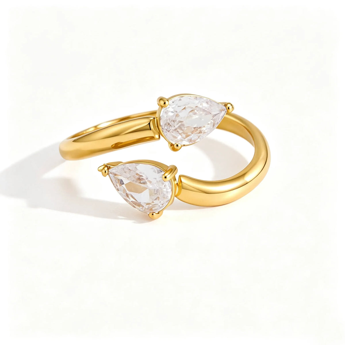 Waterproof Liquid Gold CZ Open Rings