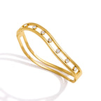 Waterproof Double Row CZ Open Cuff Bangle