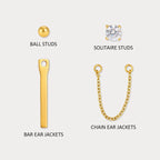 Gold Stud & Ear Jacket Earring Set – Waterproof 18K Gold