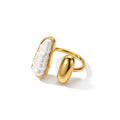 Waterproof Gold Pearl Open Ring
