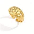 Waterproof Vintage Floral Open Ring