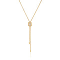 Emerald-Cut CZ Slider Lariat Y-Necklace – Waterproof 18K Gold