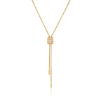 Emerald-Cut CZ Slider Lariat Y-Necklace – Waterproof 18K Gold