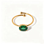 Waterproof Vintage Emerald Green CZ Ring