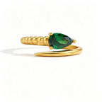 Waterproof Asymmetrical Pear CZ Open Ring