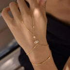 Waterproof Evil Eye Hand Chain Bracelet with Ring