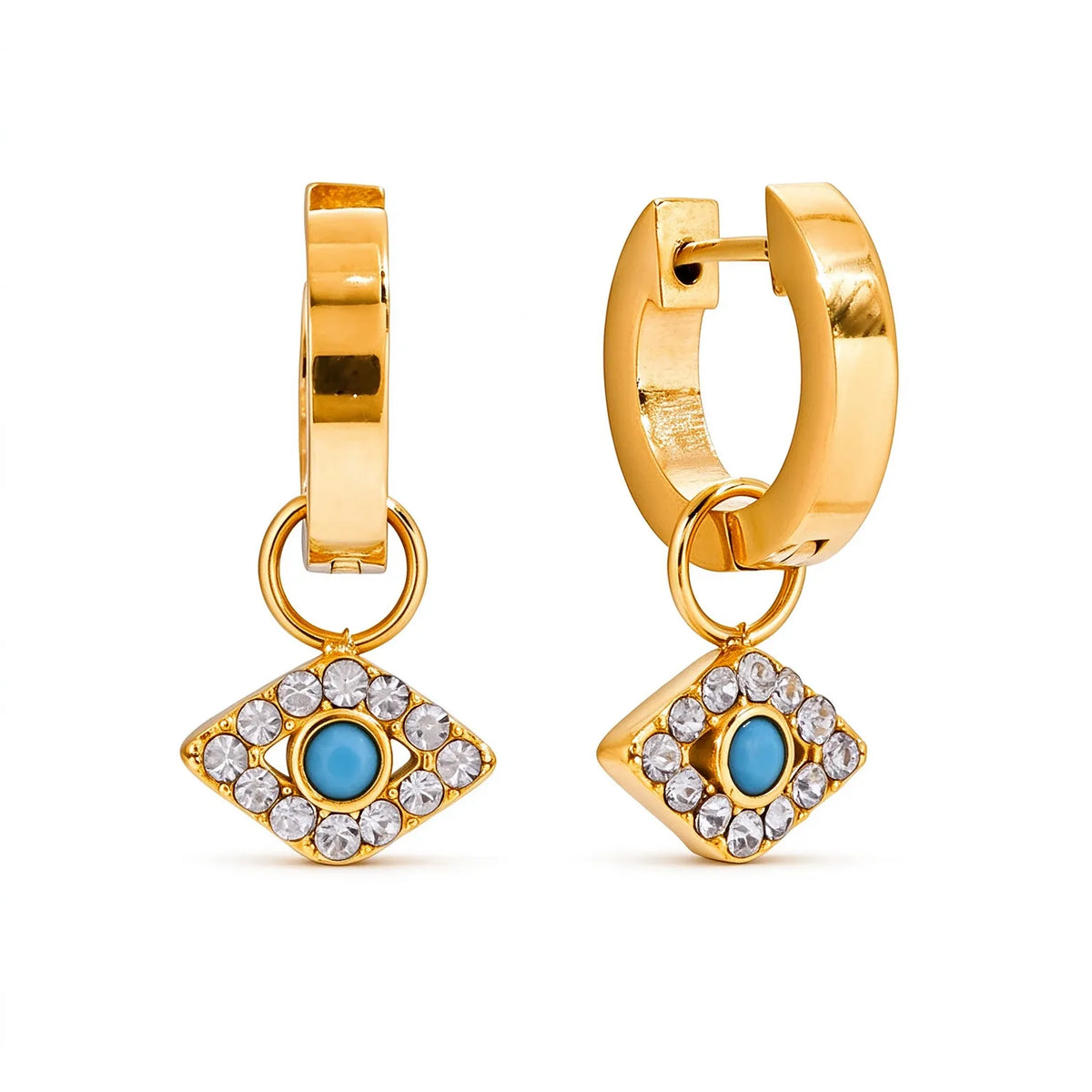 Waterproof Gold Evil Eye Earrings