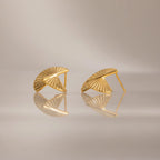 Waterproof Gold Fan Stud Earrings
