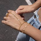 Waterproof Floral Hand Chain Bracelet with Ring