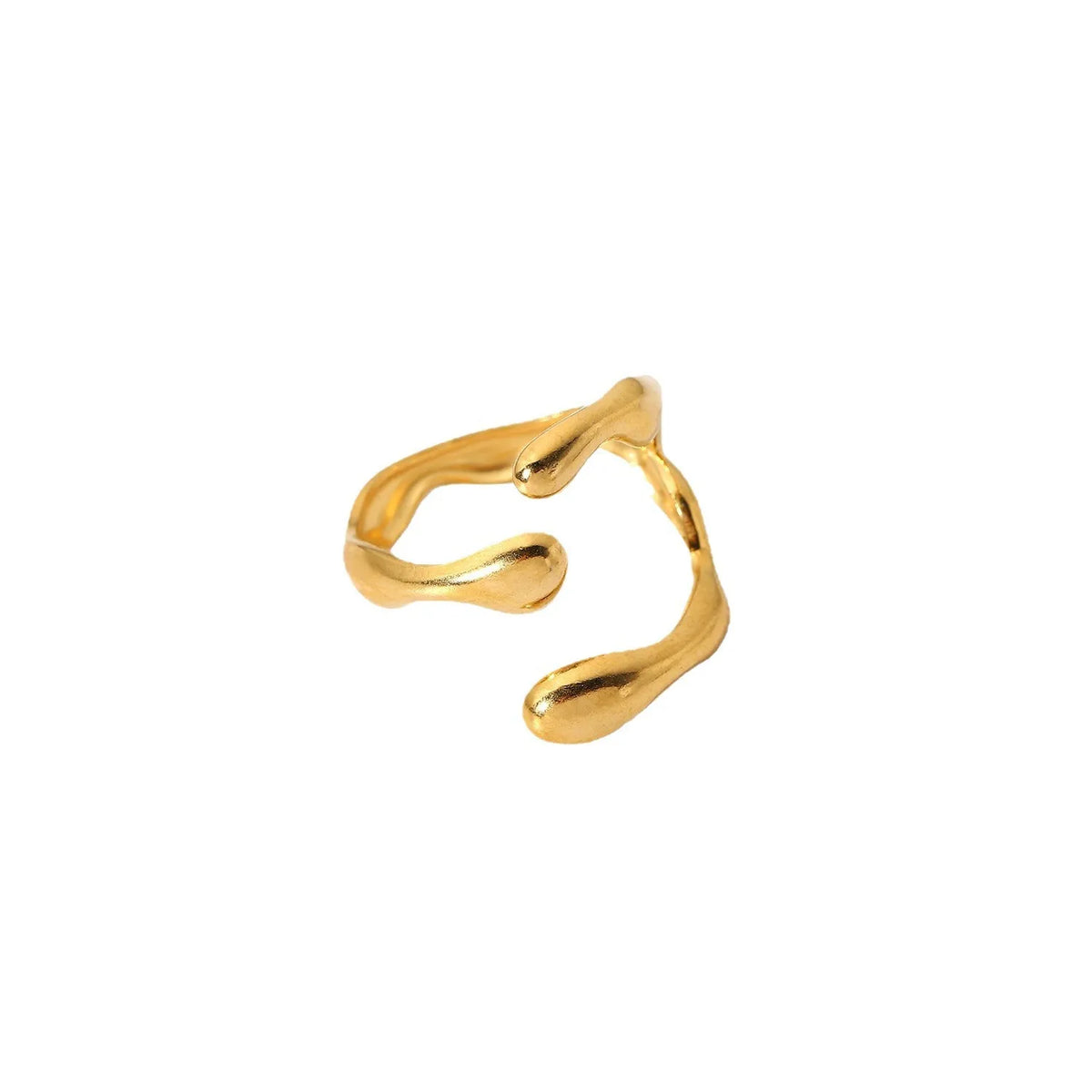 Waterproof Wavy Minimalist Adjustable Band Open Ring