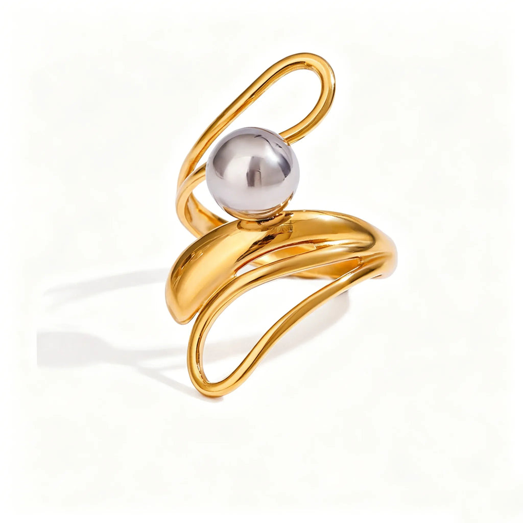 Waterproof Gold & Silver Ball Wrap Open Ring