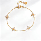 Waterproof CZ Clover Flower Bracelet