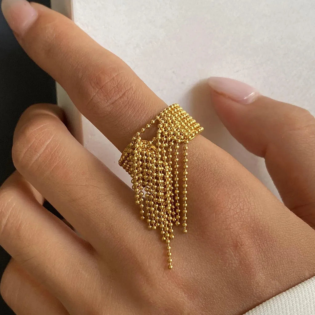 Waterproof Tassel Ball Chain Open Ring