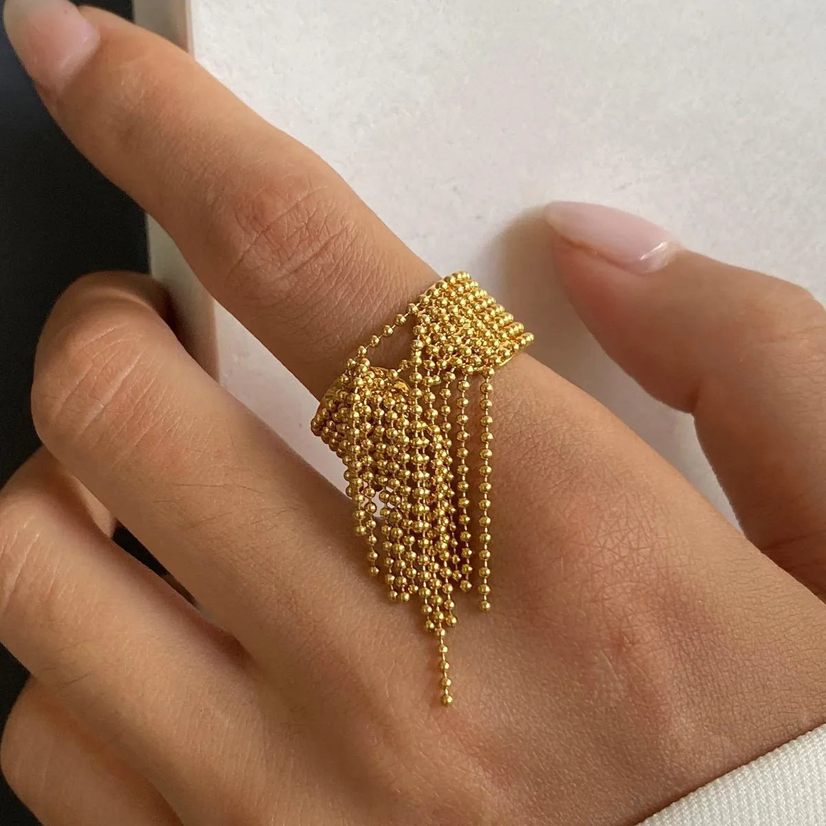 Waterproof Tassel Ball Chain Open Ring