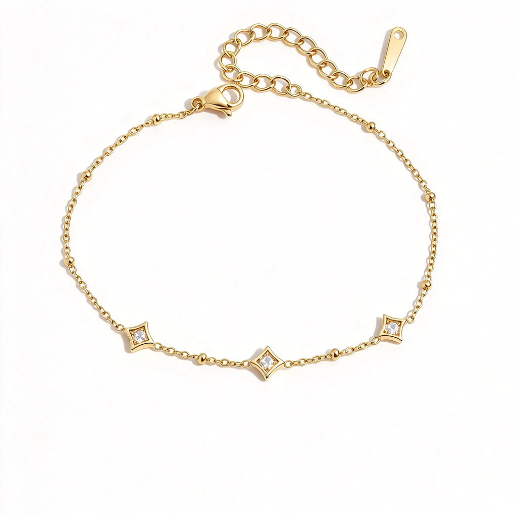 Waterproof Gold Stackable Chains CZ Bracelet