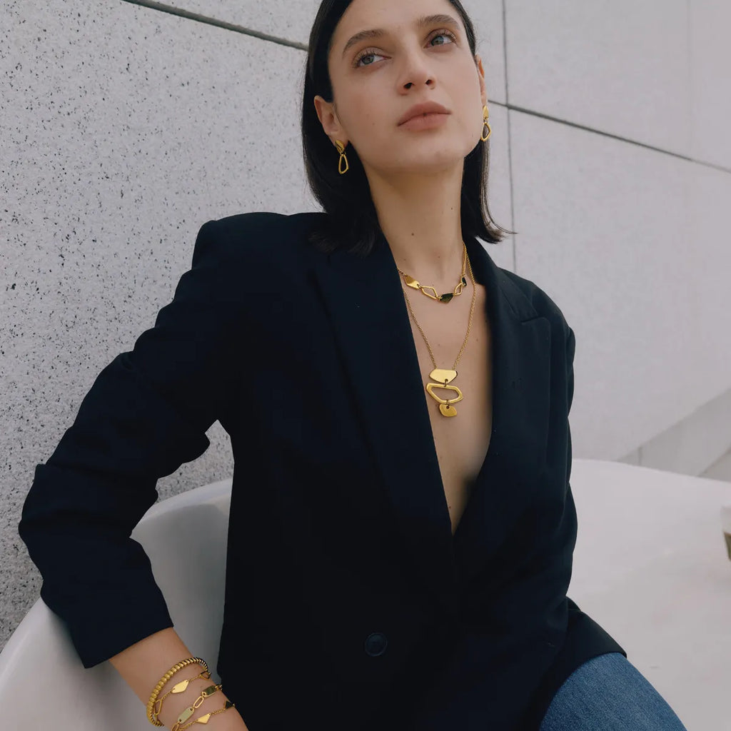 Waterproof Gold Geometric Modern Y-Necklace