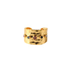 Waterproof Hammered Wide Band Cuff Ring