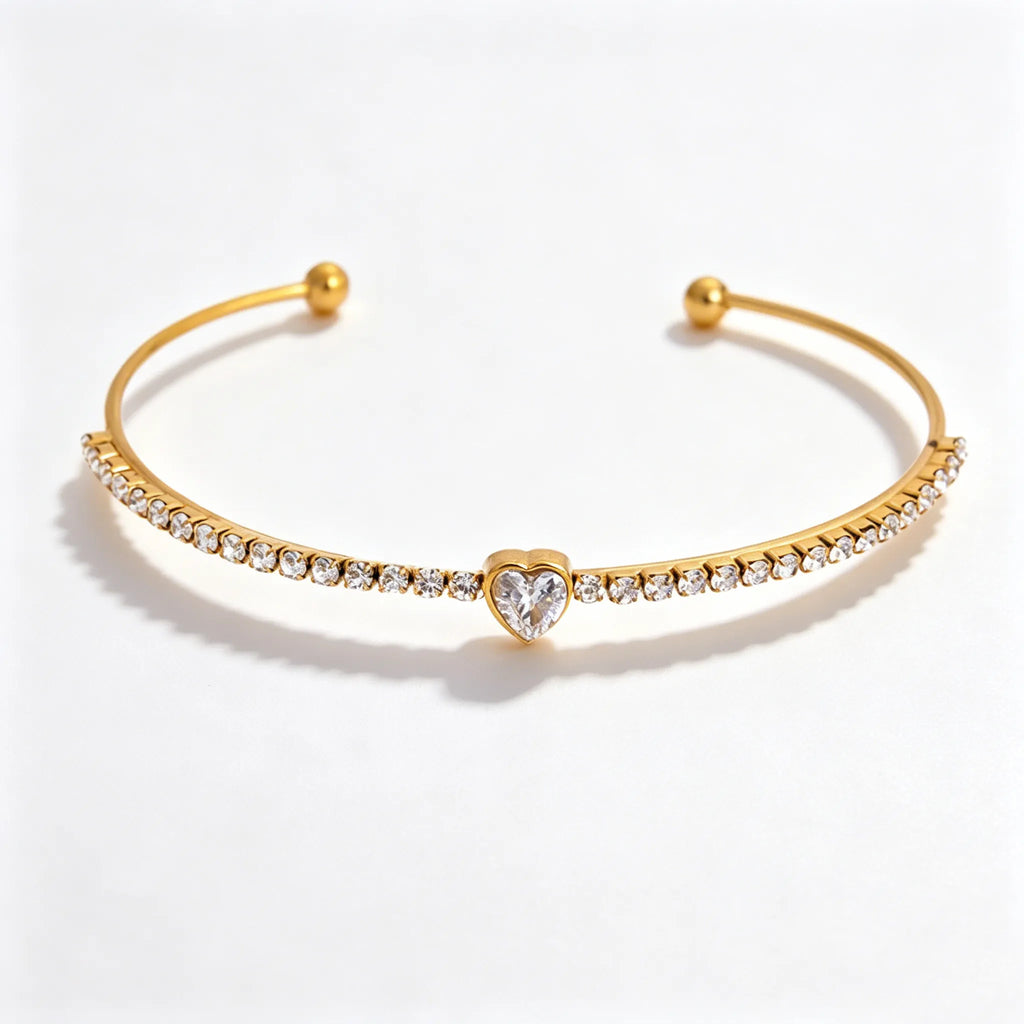 Waterproof CZ Open Tennis Cuff Bracelet