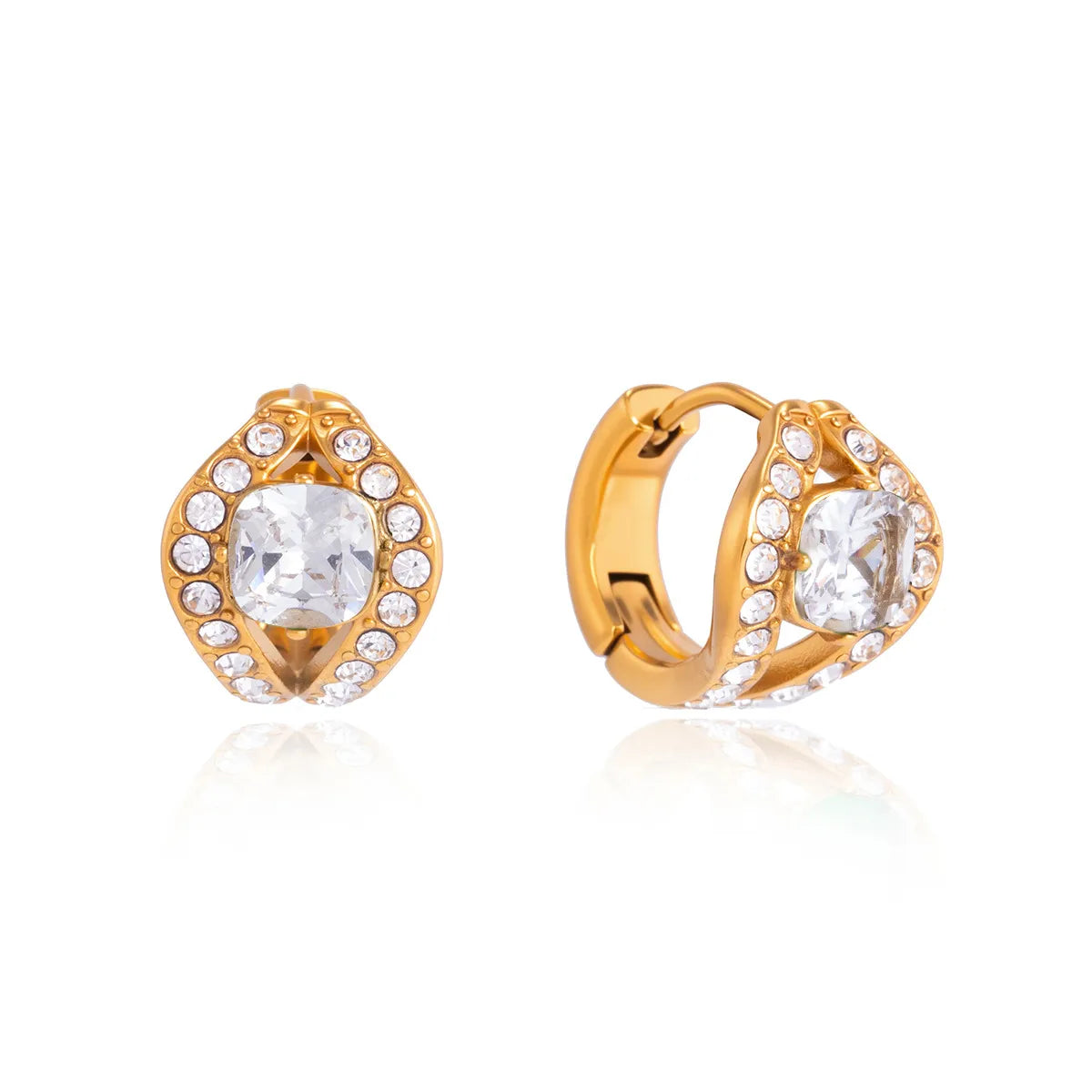 Heart Halo CZ Huggie Earrings – Waterproof 18K Gold