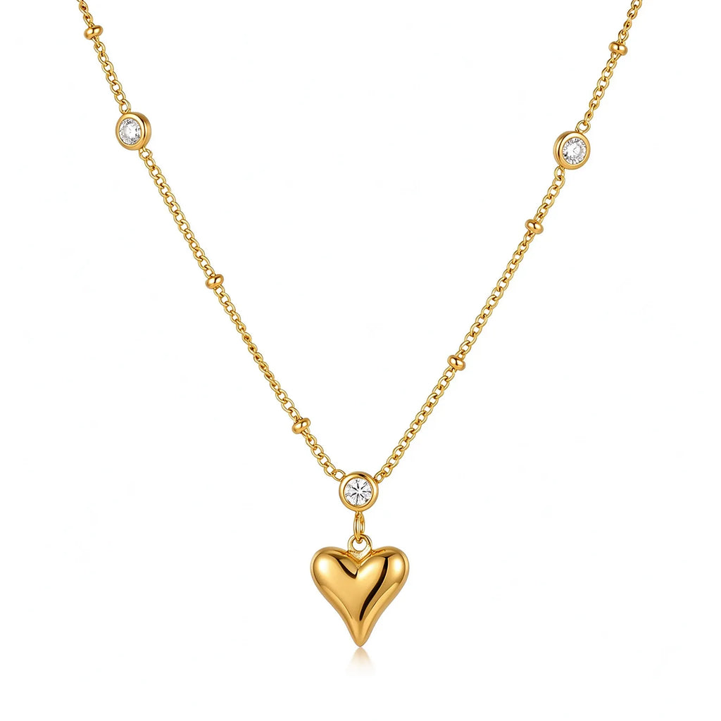 Waterproof Gold CZ Pendant Necklace