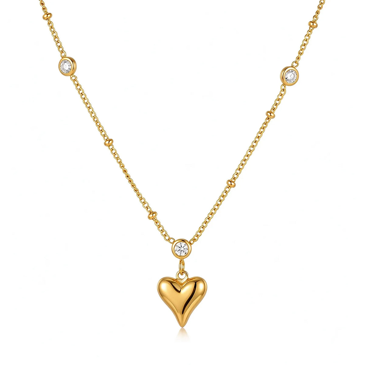 Waterproof Gold CZ Pendant Necklace