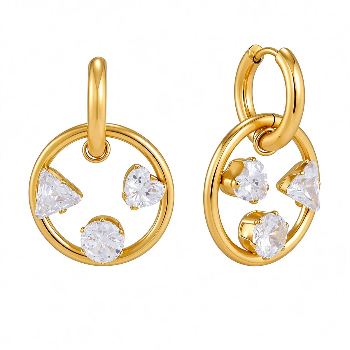 Waterproof Geometric CZ Drop Earrings