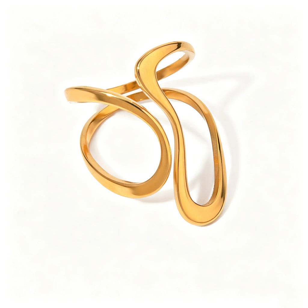 Waterproof Sculptural Geometric Cuff Open Rings
