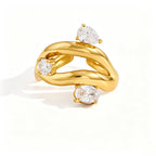 Waterproof Liquid Gold CZ Open Rings