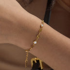 Dainty Zirconia Chain Bracelet Collection – Waterproof 18K Gold