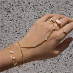 Waterproof Floral Hand Chain Bracelet with Ring