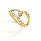 Pavé CZ Crossover & Knot Ring – Waterproof 18K Gold