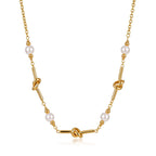 Waterproof Gold Knot & Pearl Jewelry Set