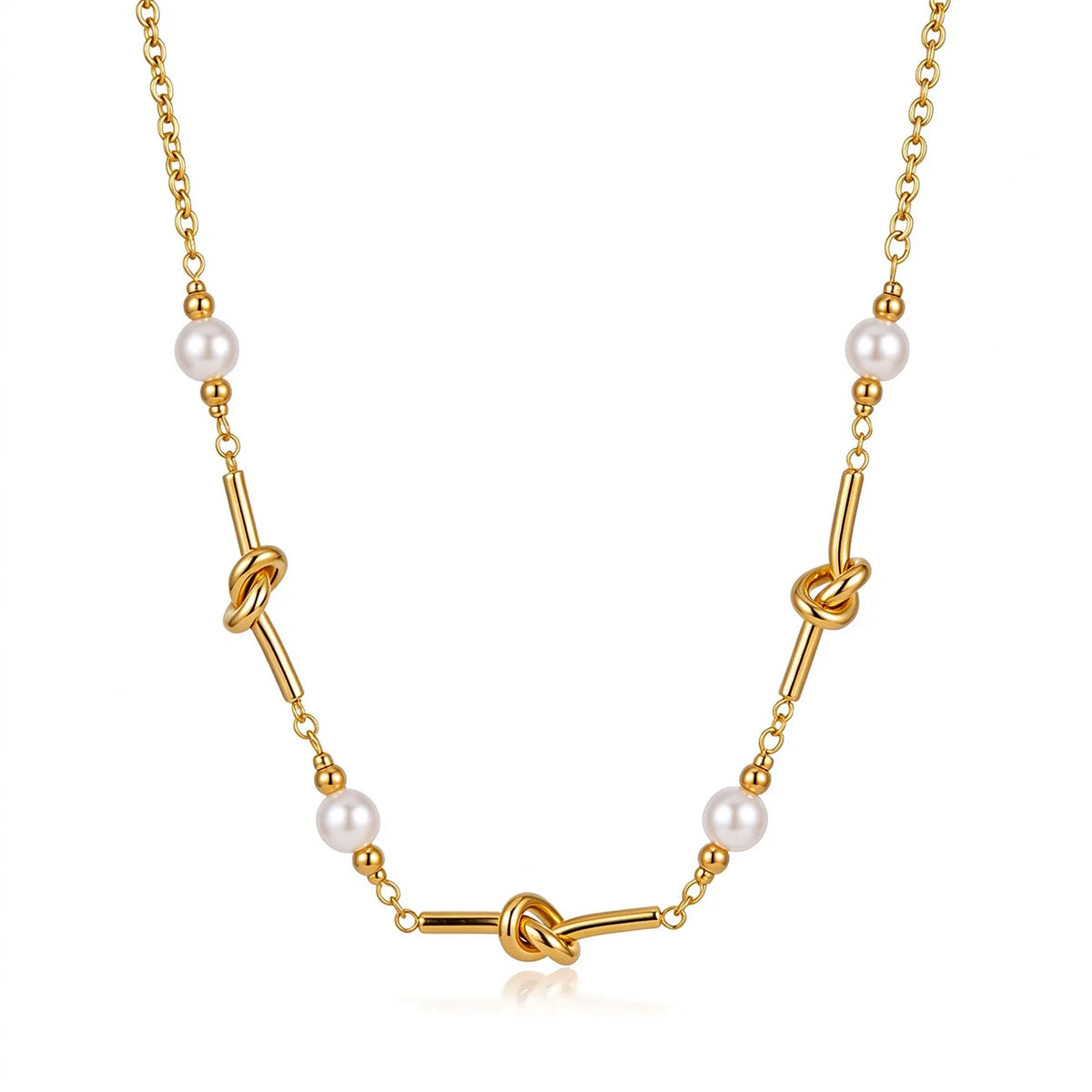 Waterproof Gold Knot & Pearl Jewelry Set