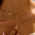 Waterproof Herringbone Stack CZ Station Necklace