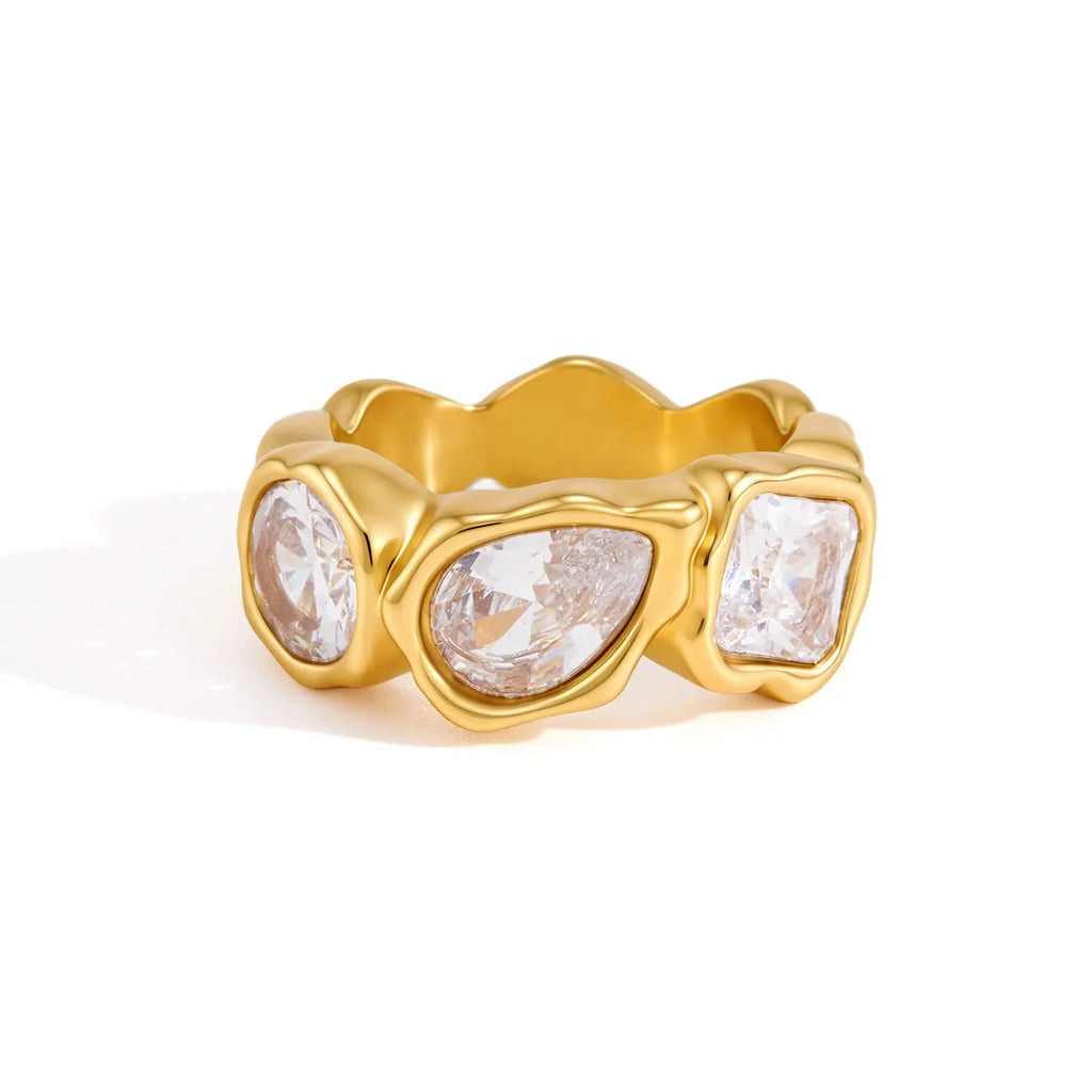 Waterproof Vintage CZ Open Ring