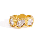 Waterproof Vintage CZ Open Ring