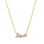 Waterproof CZ Script Love Pendant Necklace