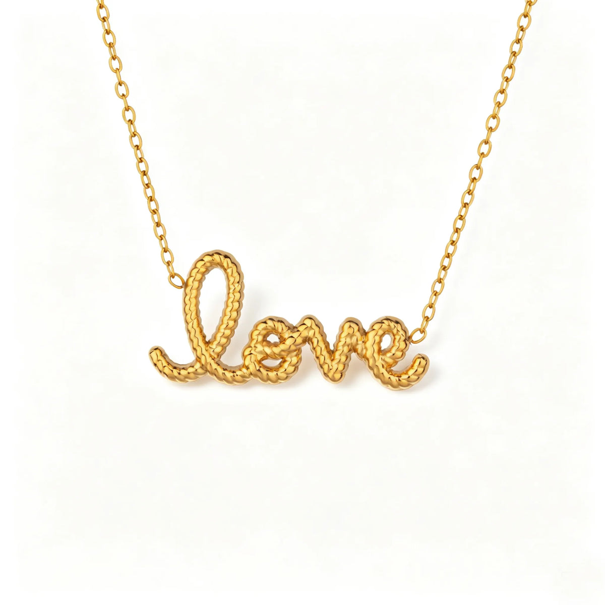 Waterproof CZ Script Love Pendant Necklace