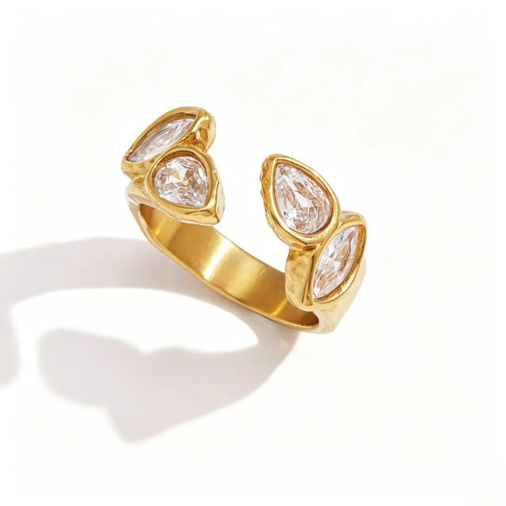 Waterproof Vintage CZ Open Ring