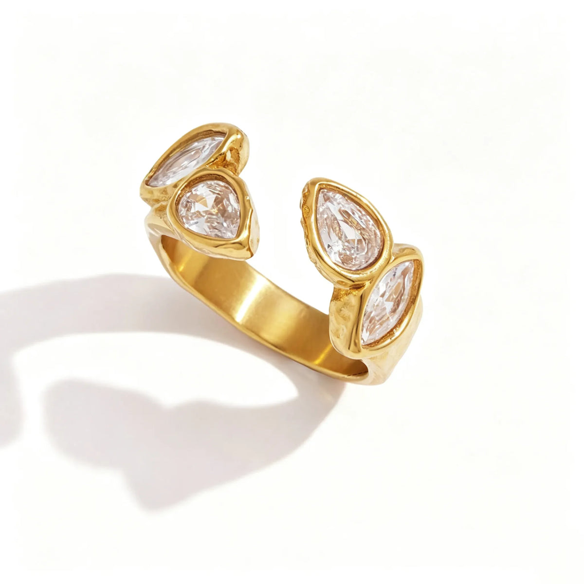Waterproof Vintage CZ Open Ring